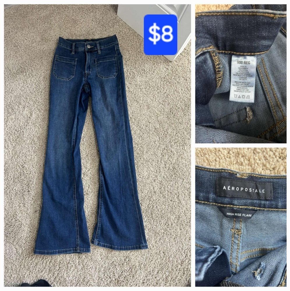 Aeropostale Women's High Rise Flare Jeans - Blue